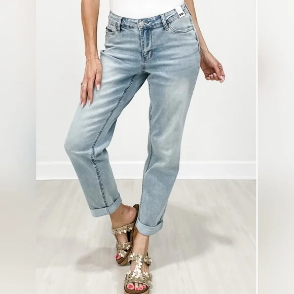 Judy Blue MR Medium Wash V Front Cuffed Boyfriend Jeans Cool Tech Various NEW - Picture 3 of 16